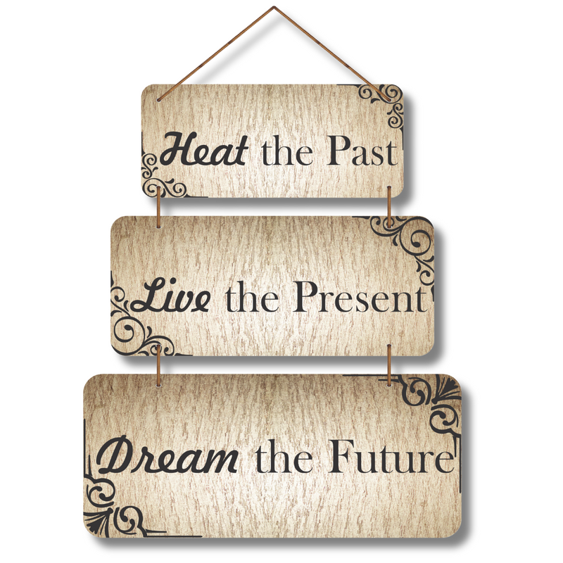 "Past, Present, Future" wall hanging