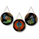Madhubani Peacock Art Wooden Wall Hanging