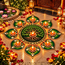 Tree of Life Rangoli Diya Set