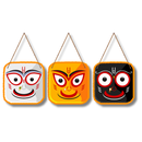 Jagannath, Balabhadra, Subhadra Face Wooden Wall Hanging