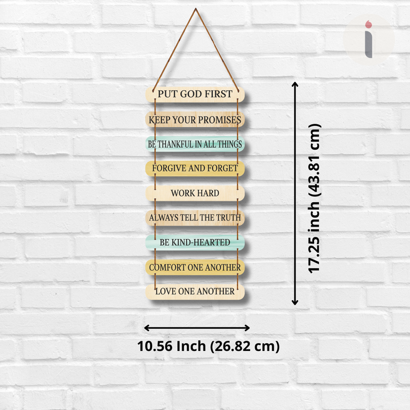 Family & Faith Rules wooden wall hanging