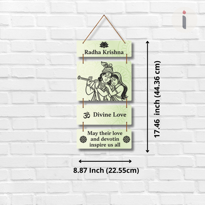 Divine Love Radha Krishna wooden wall hanging