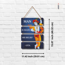 Man is made by his belie Shri Krishna wooden wall hanging
