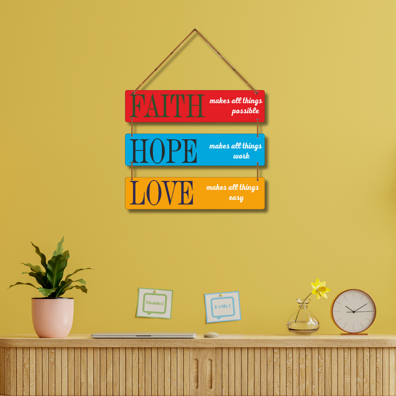 "Faith, Hope & Love" Inspirational Wall Hanging