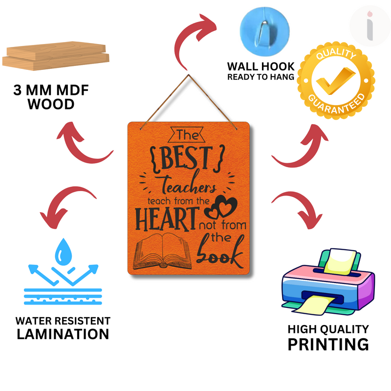 "The best teacher theach from the heart not fro the book"  Wall Hanging