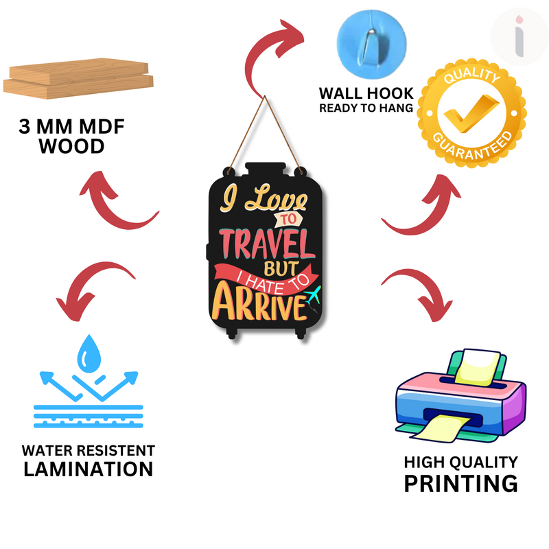 “I Love to Travel But I Hate to Arrive" Wall Hanging