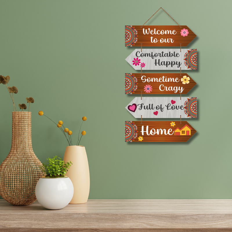 "Welcome to Our" wooden wall hanging