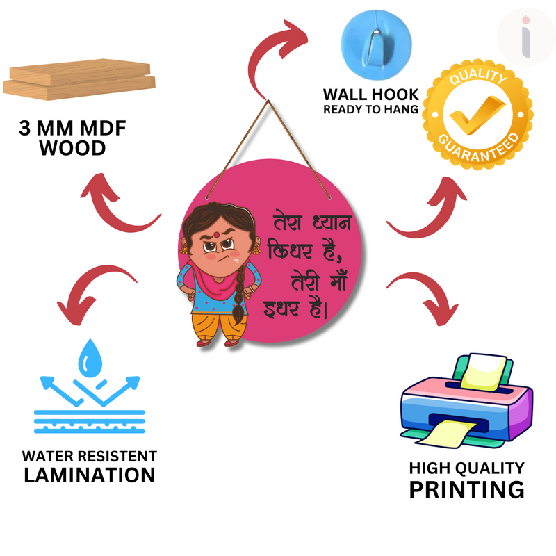 "Tara Dhyan Kidar Hai Teri Maa Idar Hai"  Wall Hanging