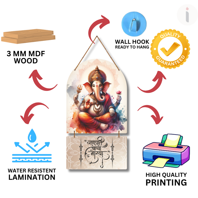 Ganpati Bappa Wooden Wall Hanging