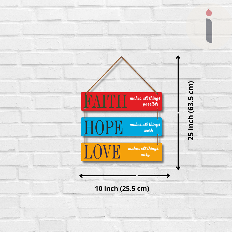 "Faith, Hope & Love" Inspirational Wall Hanging