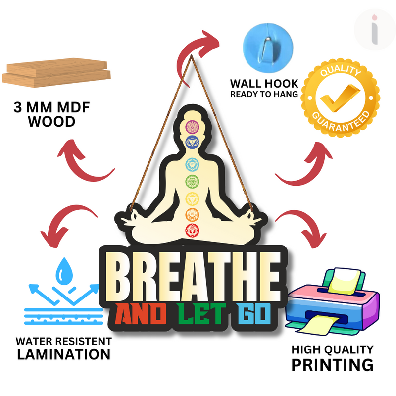 Breathe and Let Go Wooden Wall Hanging