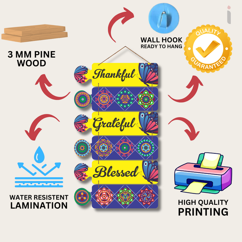 "Thankful" wooden designer wall hanging