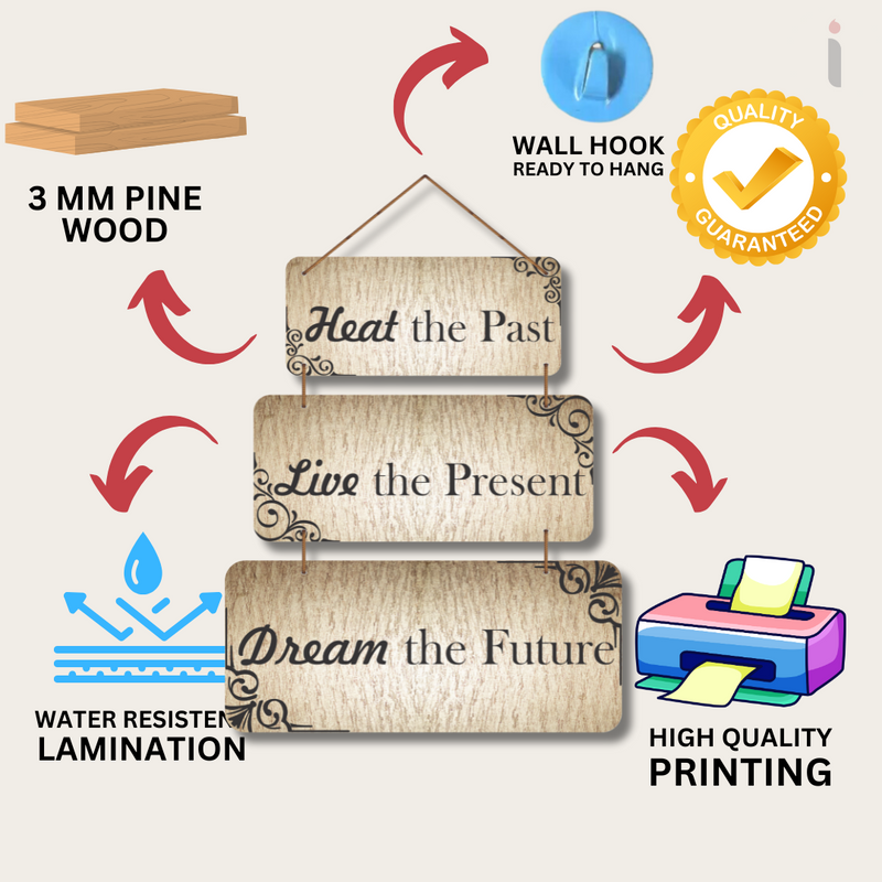 "Past, Present, Future" wall hanging
