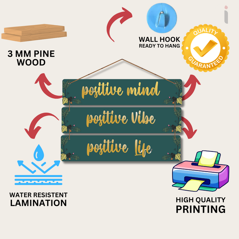 "Positive Mind, Vibe, Life" wall hanging