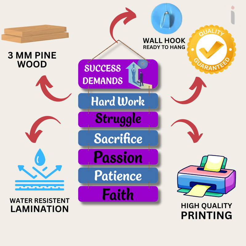 "Success Demands" wooden wall hanging