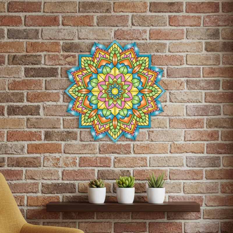 Rainbow Bloom Mandala Wall Decor