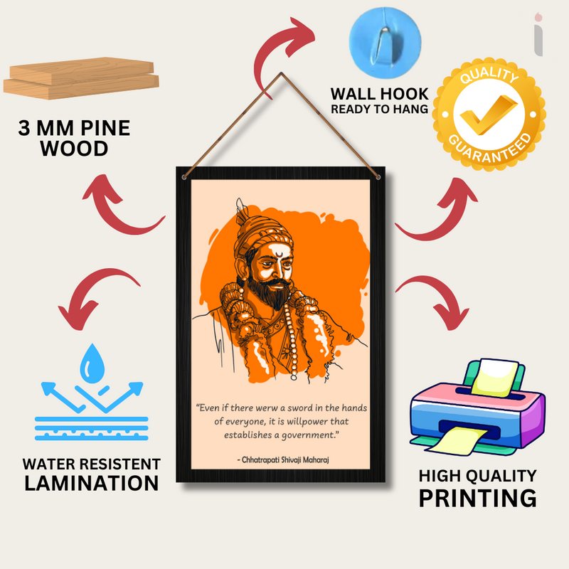 "Shivaji Maharaj" wooden wall hanging - ICraft asia