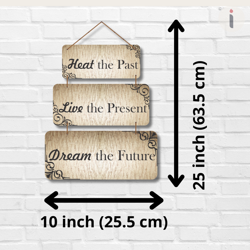 "Past, Present, Future" wall hanging