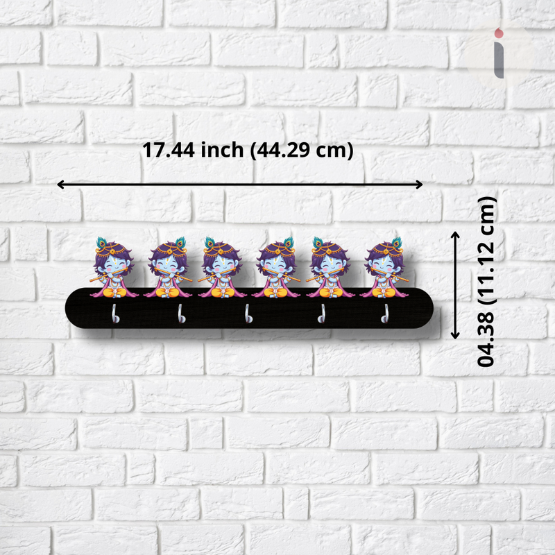 Cute Krishna Design Wooden Wall Key Holder - ICraft asia