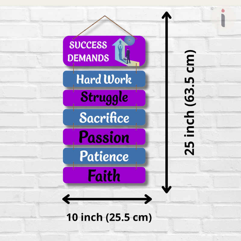"Success Demands" wooden wall hanging