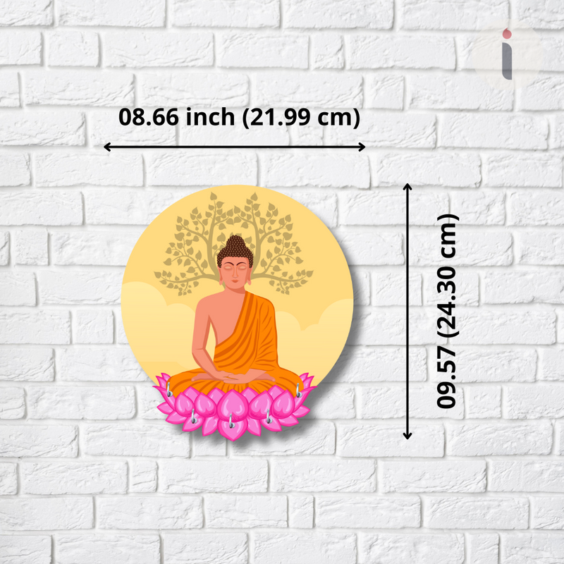 Buddha on Lotus Wooden Wall Key Holder - ICraft asia