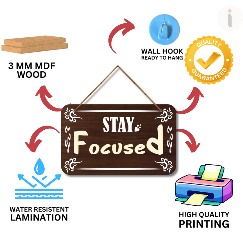Stay Focused Wooden Wall Hanging