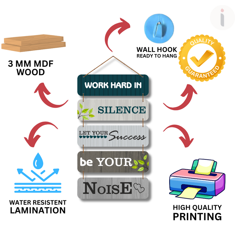 Work Hard in Silence Motivational Wall Hanging