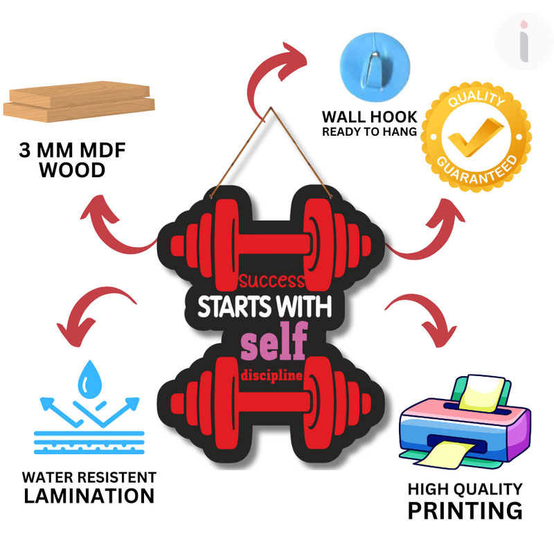 Success Starts with Self Discipline Wall Hanging