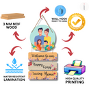 "Welcome to Our Happy Crazy" wall hanging