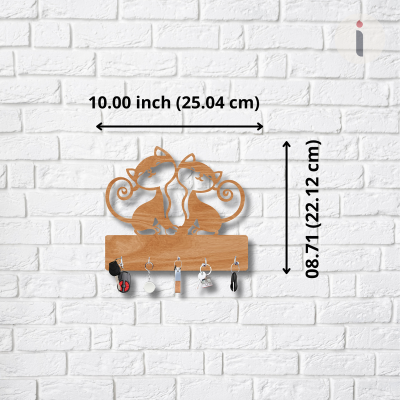 Cat Couple Wooden Wall Key Holder - ICraft asia