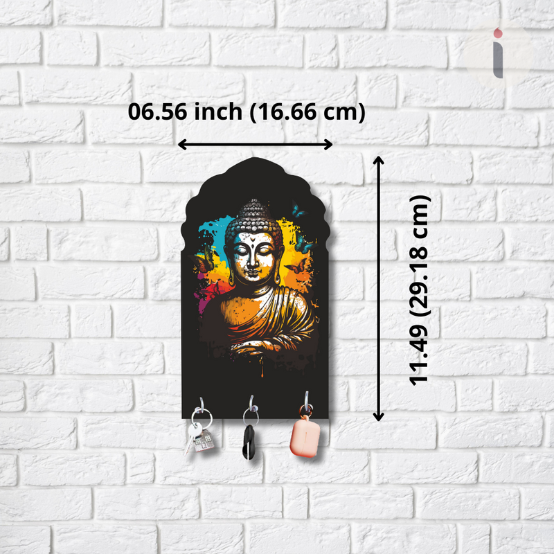 Colorful Buddha Wooden Wall Key Holder - ICraft asia