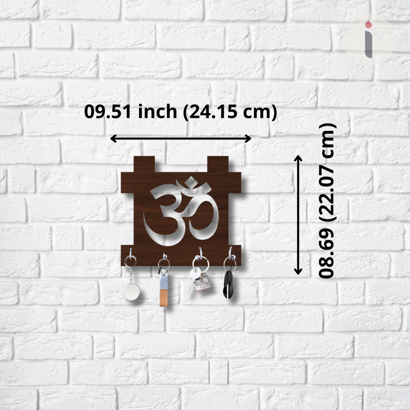 Wooden Om & Swastik Key Holder - ICraft asia