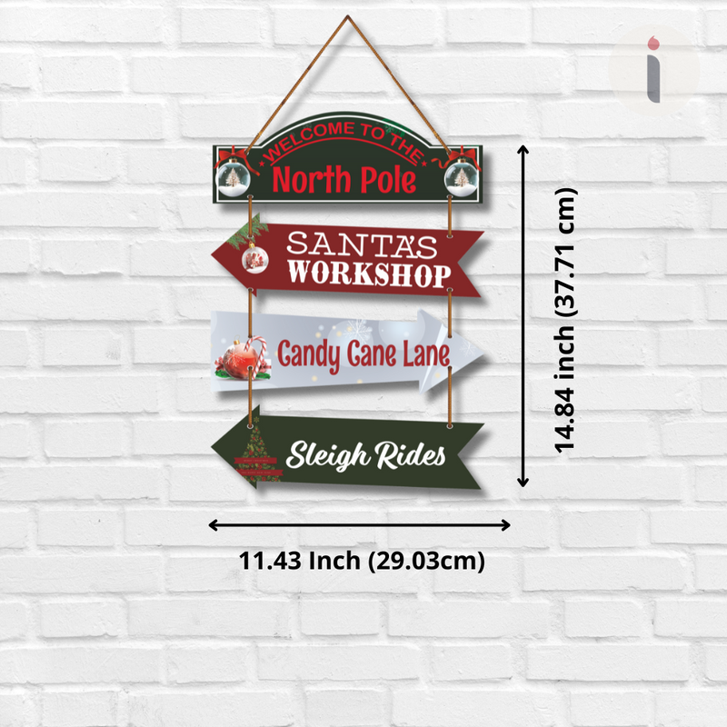 North Pole Christmas Direction Wall Hanging