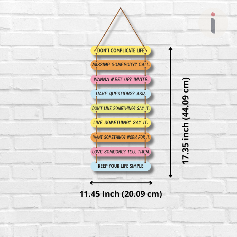 Keep Life Simple Motivational Wall Hanging