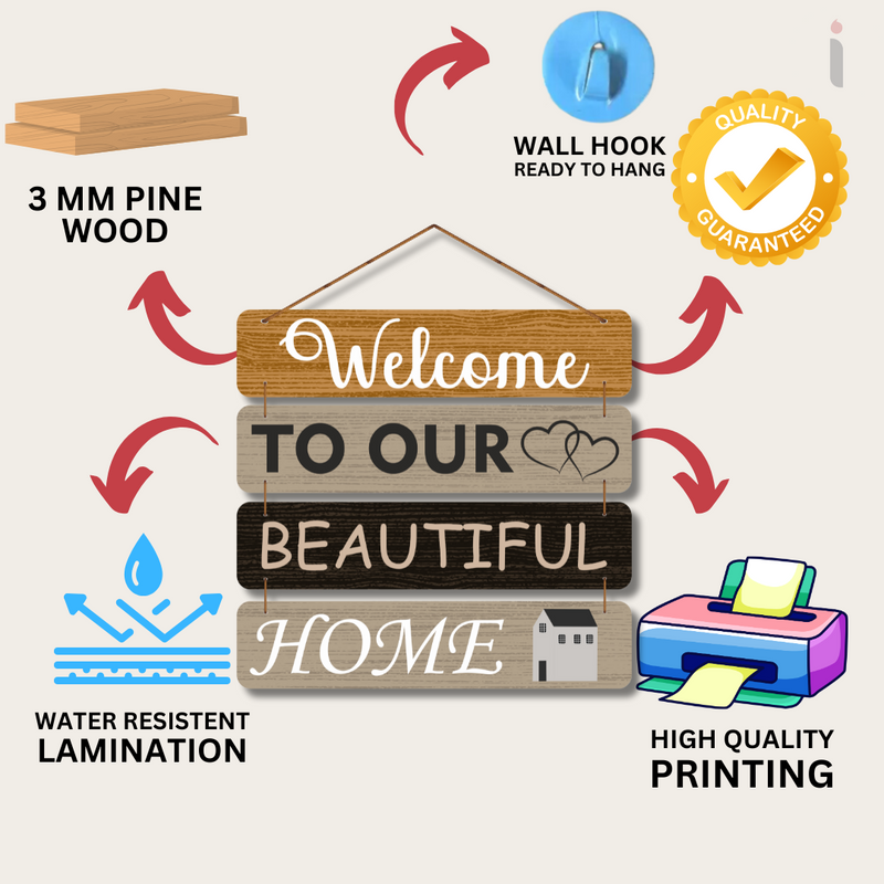 "Welcome to Our Beautiful Home" wall hanging