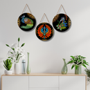 Madhubani Peacock Art Wooden Wall Hanging