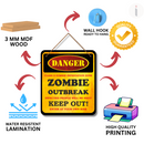 Zombie Outbreak Danger Wooden Wall Hanging