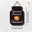 Stressed, Blessed &amp; Coffee Obsessed wooden wall hanging