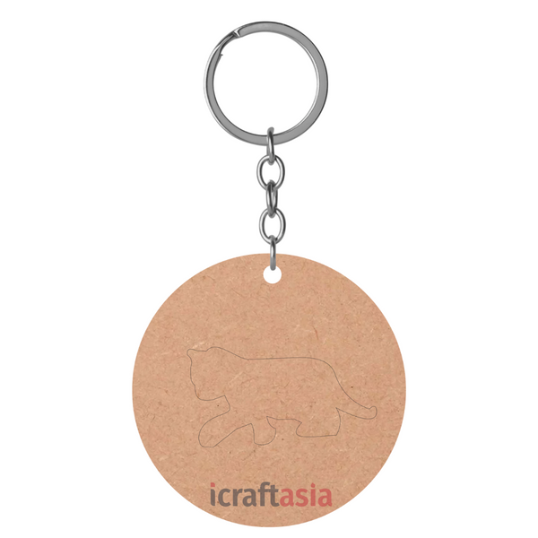 Panther Cutout Round MDF Key Chain