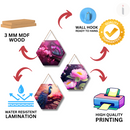 Floral & Nature Hexagon Wooden Wall Hanging Set