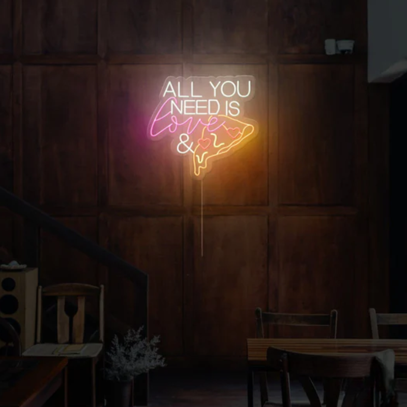 All You Need Is Love & Pizza Neon Sign