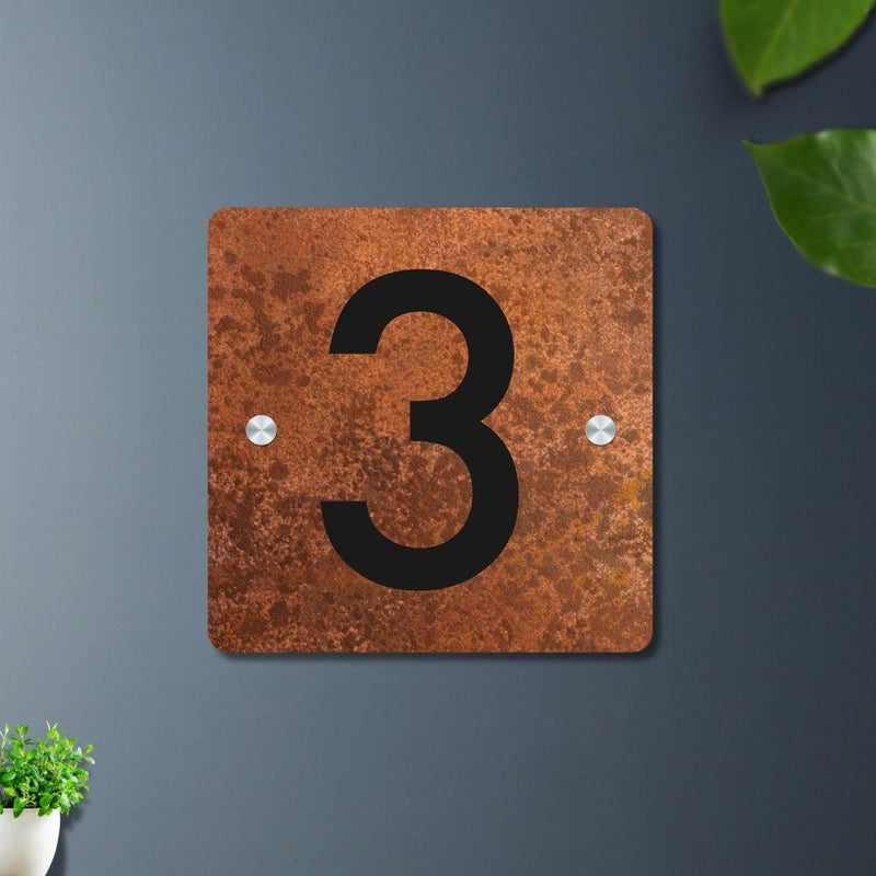 Futura (Rust Black) - Contemporary House Number/Name Sign