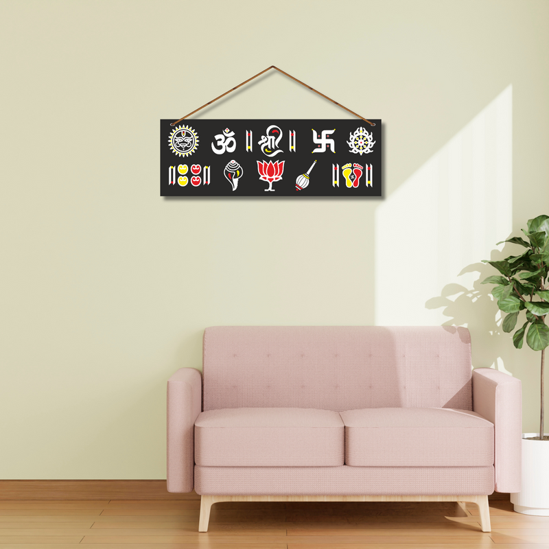 Shubh Sanket – Spiritual Hindu Symbol Wall Hanging - ICraft asia