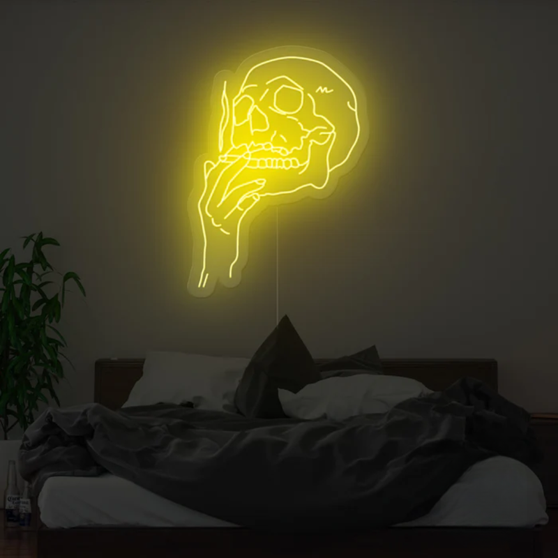 Smoking Skull Neon Sign