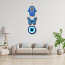 Wooden Blue Butterfly Evil Eye wall hanging - ICraft asia
