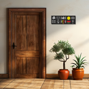 Shree Om Sacred Symbols Wooden Wall Name Plate