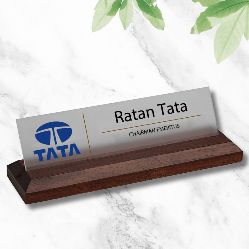 Office Desk Name Plate with Custom Logo