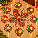 Royal Peacock Feather Rangoli Set