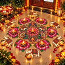 Royal Elephant Rangoli Diya Set