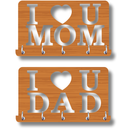 I Love You Mom & Dad Wooden Wall Key Holder - ICraft asia